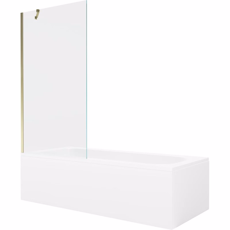 MEXEN/S - Vega obdĺžniková vaňa 170 x 70 cm s panelom + vaňová zástena 90, transparent, zlatá 550117070X9509000050