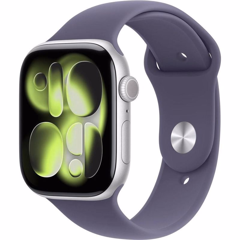 Apple Watch Series 11 GPS 46mm Silver Aluminium Case with Purple Fog Šport Band - S/M