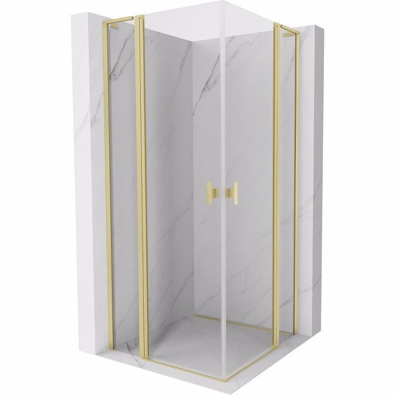 MEXEN/S - Mist L Duo sprchový kút dvere krídlové 95 x 95, transparent, zlato kartáčovaná 8A4L-095-095-55-00