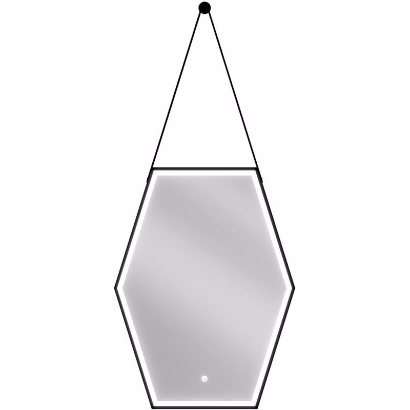 MEXEN - Orlá zrkadlo s osvetlením 60 x 80, LED 6000K, čierny rám 9815-060-080-611-70