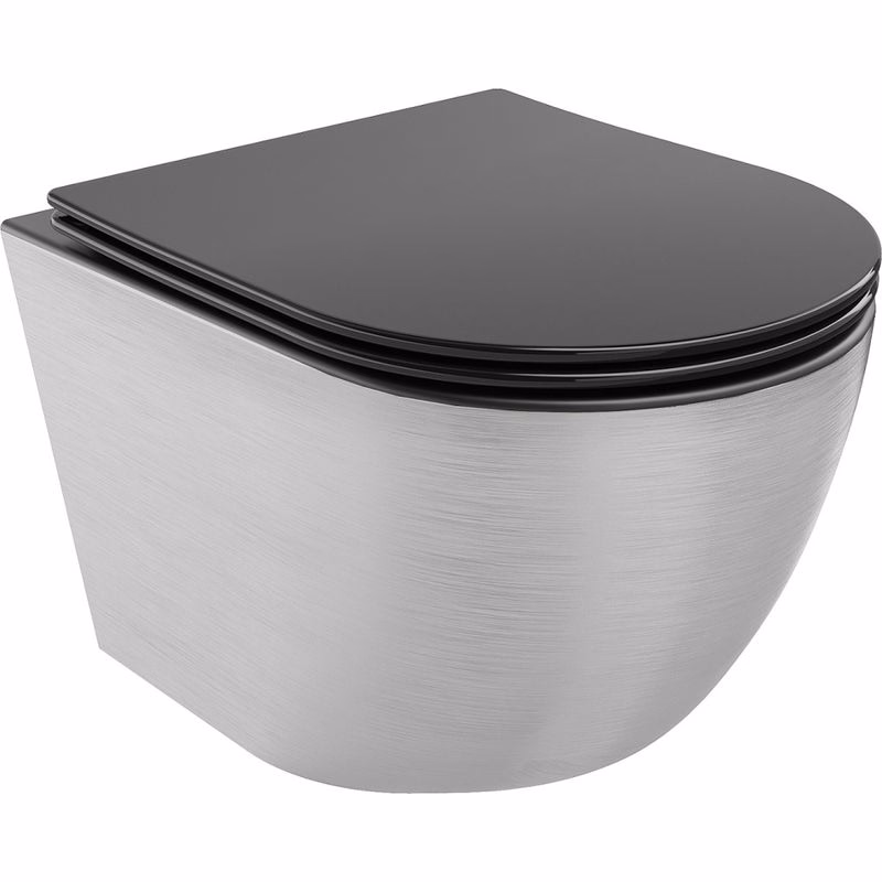 MEXEN - Lena Závesná WC misa vrátane sedátka s slow-slim, duroplast, čierna mat / strieborný vzor 30224073