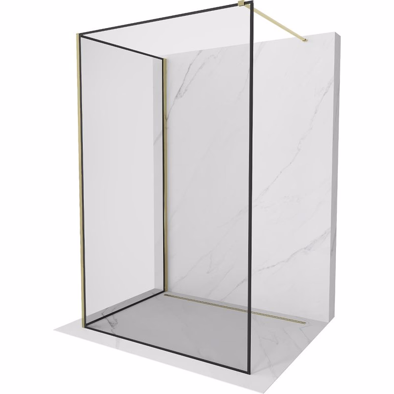 MEXEN/S - Kioto Sprchová zástena WALK-IN 100 x 70, čierny vzor, zlatá 800-100-212-50-70-070