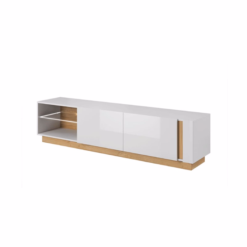 ArtLas TV stolík ARTENS 187 s LED | dub grandson/biely lesk