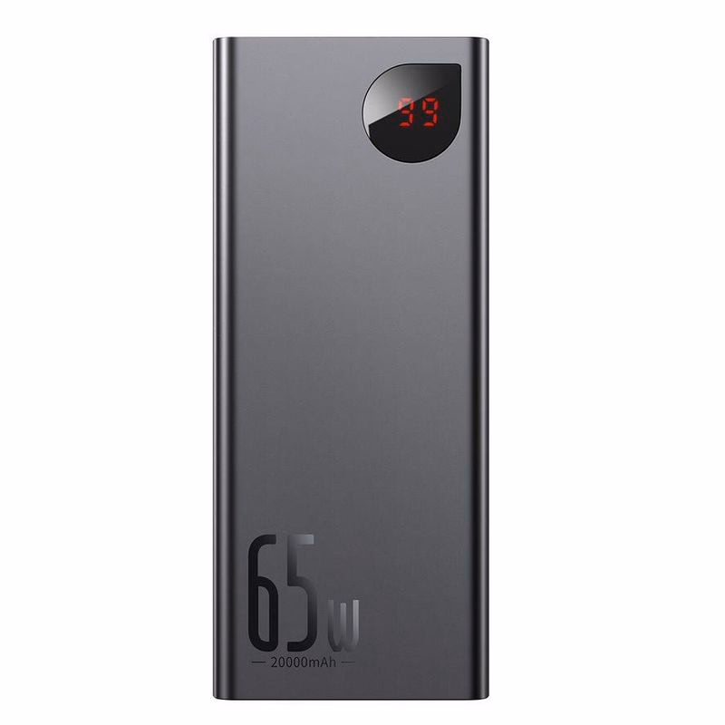 Baseus Adaman Metal Power Banka s digitálnym displejom QC + PD 20000mAh 65W, čierna + USB-A/USB-C kábel 30cm, čierna