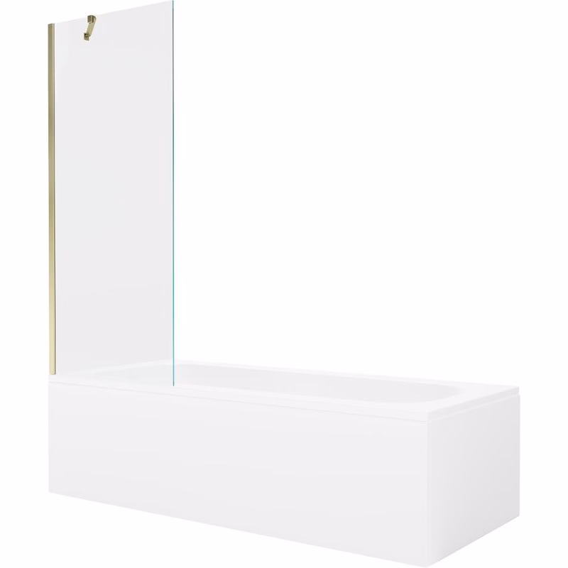 MEXEN/S - Vega obdĺžniková vaňa 150 x 70 cm s panelom + vaňová zástena 70, transparent, zlatá 550115070X9507000050