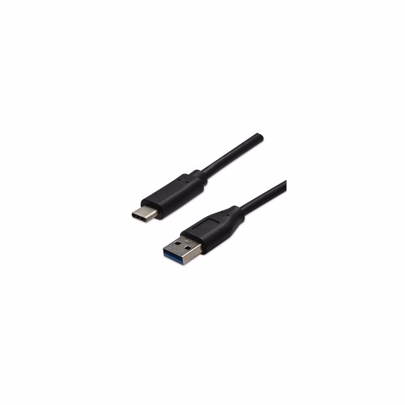 USB kábel (3.2 gen 2), USB A samec - USB C samec, 1m, 10 Gb/s, 5V/3A, čierny, DOPRODEJ
