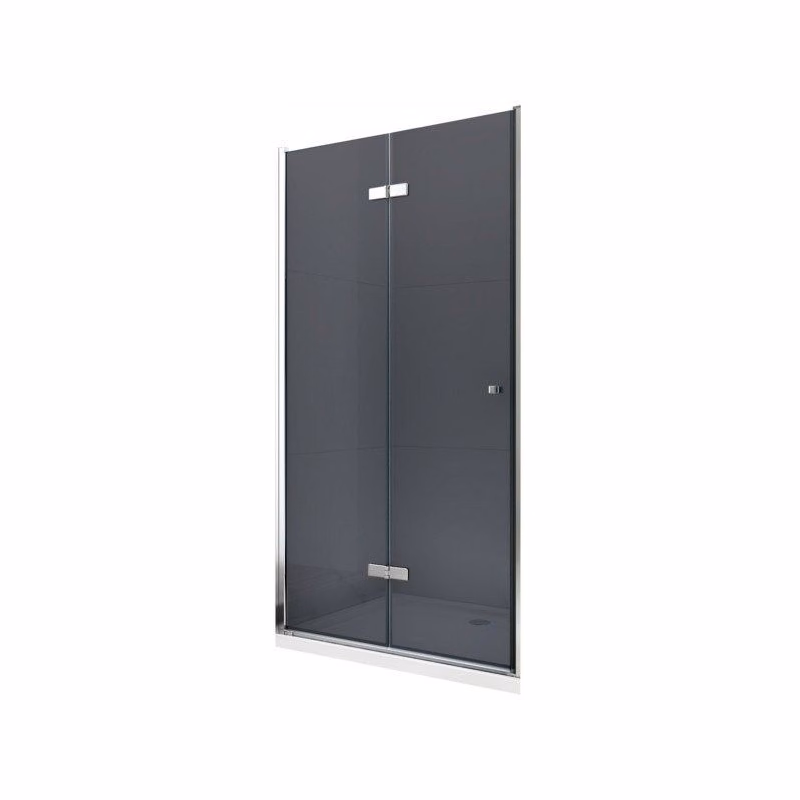 MEXEN - LIMA skladacie dvere 90x190 cm 6mm, chróm, grafit sa stenovým profilom 856-090-000-01-40