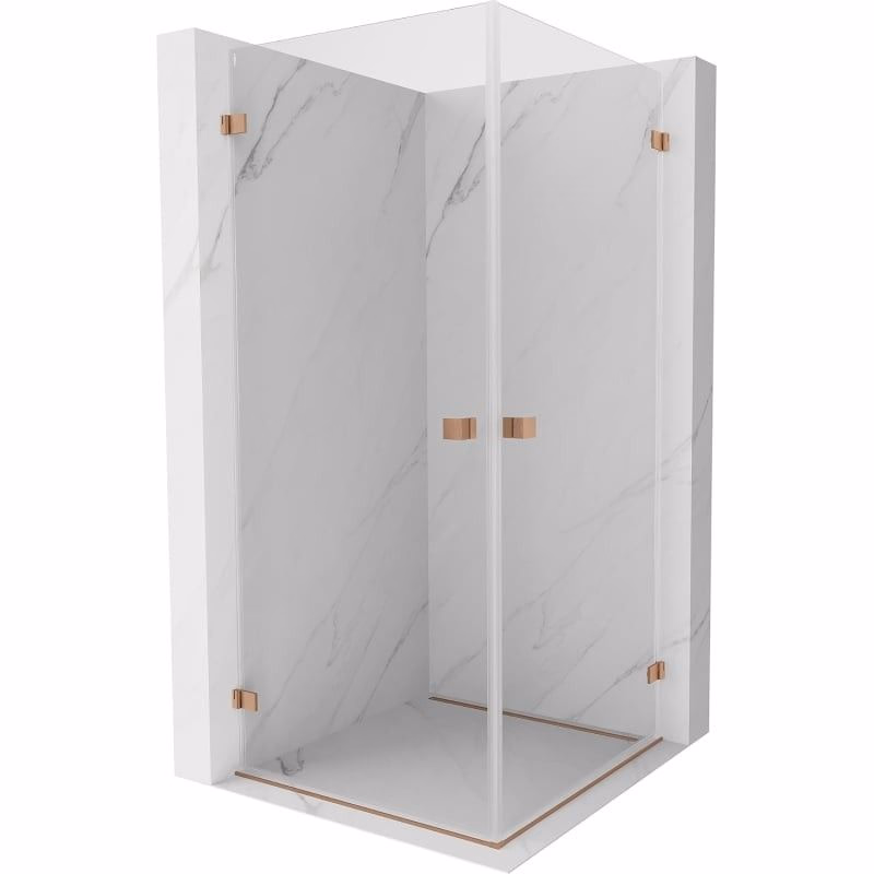 MEXEN/S - Lunar-B Duo sprchovací kút dvere krídlové 85 x 85, transparent, meď kartáčovaná 832-085L-085P-65-00