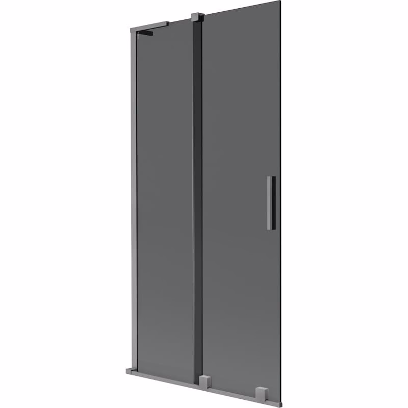 MEXEN/S - Velar L dvojkrídlová posuvná vaňová zástena 90 x 150, grafit, grafit metal 896-090-003-41-95