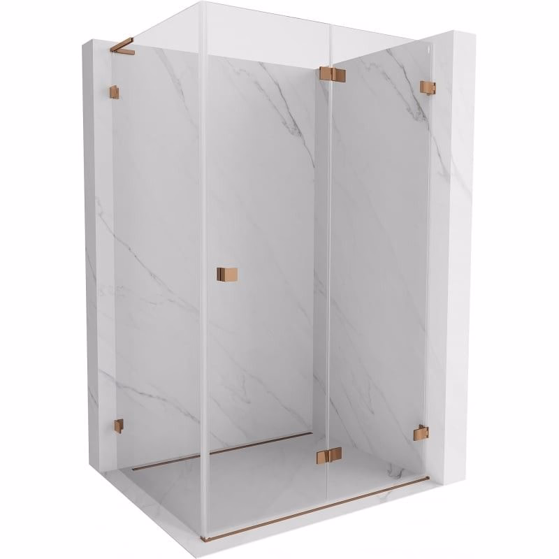 MEXEN/S - Lunar-F L sprchovací kút skladacie dvere pravá 95 x 80, transparent, ružové zlato 836L-095-080-60-00-P