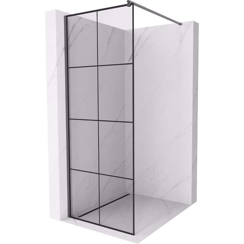 MEXEN/S - Kyoto Sprchová zástena WALK-IN 90 x 200, čierny vzor 8 mm, grafit kartáčovaná 800-090-101-66-77