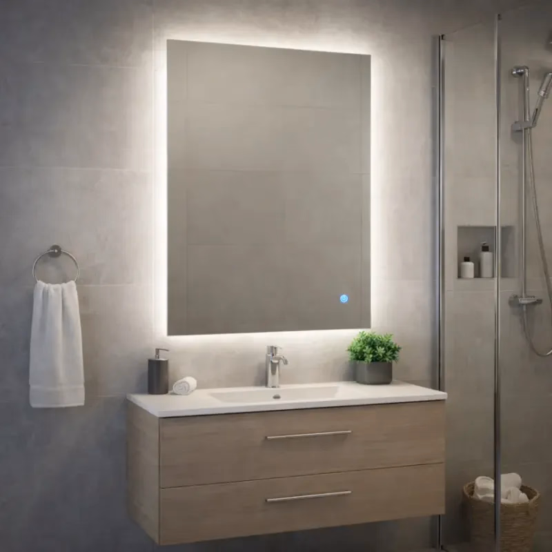 Kúpeľňové zrkadlo s LED osvetlením a dotykovým vypínačom 62 W 60x80 cm
