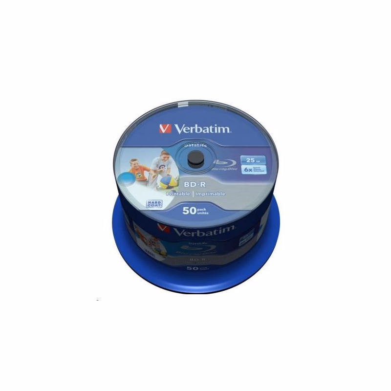 VERBATIM BD-R SL Datalife HTL (50-pack) Blue-Ray/Spindle/6x/25GB Wide Printable