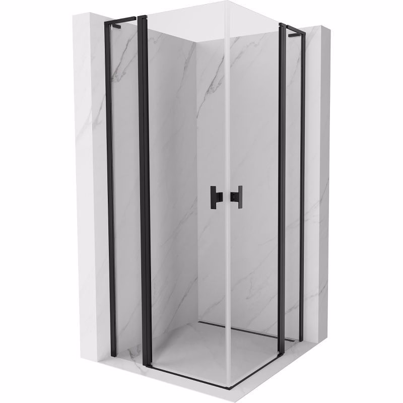 MEXEN/S - Mist L Duo sprchovací kút dvere krídlové 90 x 90, transparent, čierna 8A4L-090-090-70-00