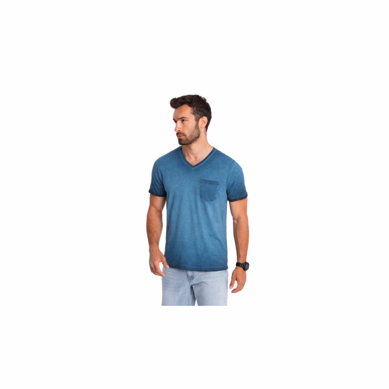 Pánske tričko s krátkym rukávom s v-výstrihom OMBRE T-shirt OM-TSCT-22SS-002 V-7 navy