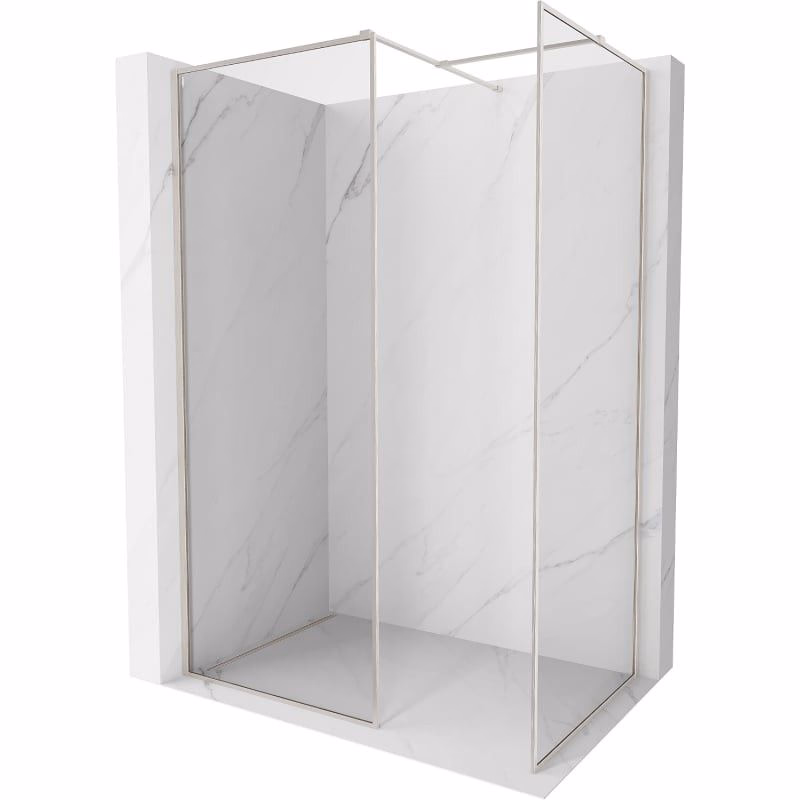 MEXEN/S - Kyoto-F Sprchová zástena WALK-IN s rámom 130 x 75, transparent 8 mm, nikel kartáčovaný 800-130-202-04-97-075