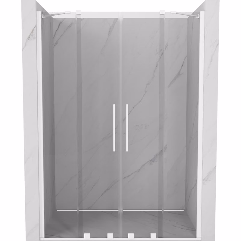 MEXEN/S - Velar Duo posuvné sprchové dvere 140, transparent, białe 871-140-000-02-20
