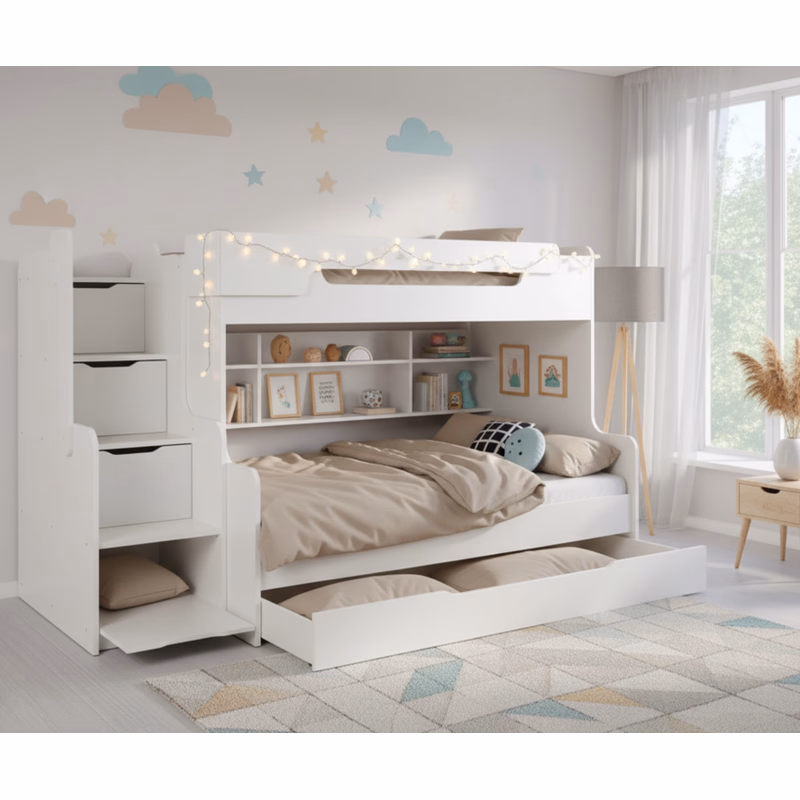 ArtBed Detská poschodová posteľ s roštom HARRY | biela 120 x 200 cm