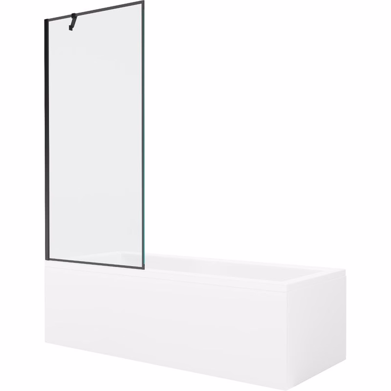 MEXEN/S - Cubik obdĺžniková vaňa 160 x 70 cm s panelom + vaňová zástena 80, čierna vzor 550316070X9508007070