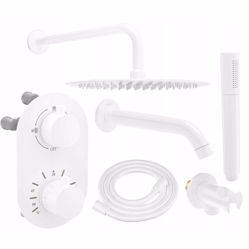 MEXEN/S - Kai DR70 podomietkový vaňový SET s výtokovou hubicou + slim sprcha 25, biela 77602DR70251-20