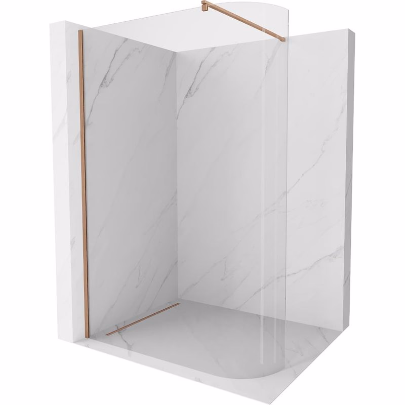 MEXEN/S - Kioto Sprchová zástena WALK-IN 110 x 200, transparent 8 mm, meď kartáčovaná 800-110-101-65-06