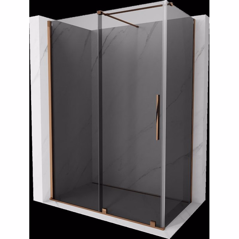 MEXEN/S - Velár sprchovací kút, posuvné dvere 150 x 80, grafit, ružové zlato 871-150-080-41-60