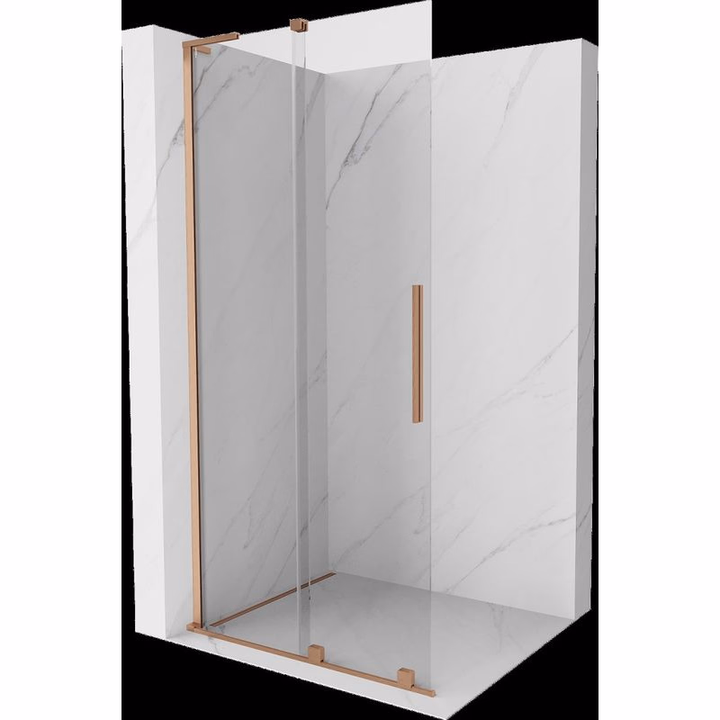 MEXEN/S - Velar L Sprchová zástena posuvná Walk-in 110 x 200, transparent 8 mm, meď kartáčovaná 871-110-003-03-65