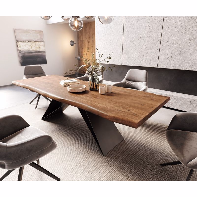 Jedálenský stôl Edge 260x100 XL akácia hnedá podstava v tvare V plochá