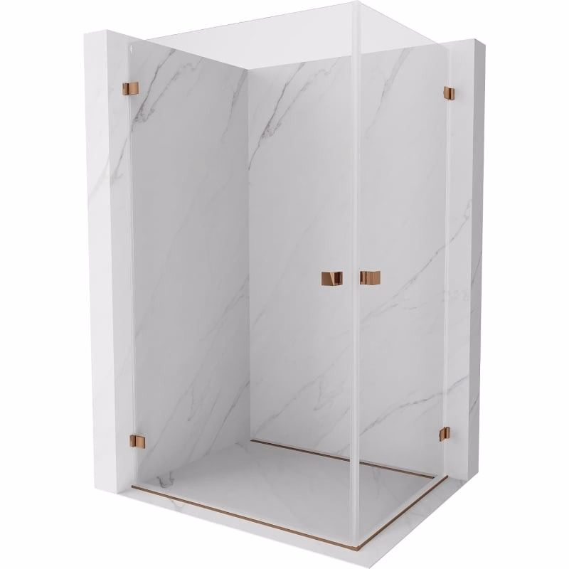 MEXEN/S - Lunar-B Duo sprchovací kút dvere krídlové 95 x 90, transparent, ružové zlato 832-095L-090P-60-00