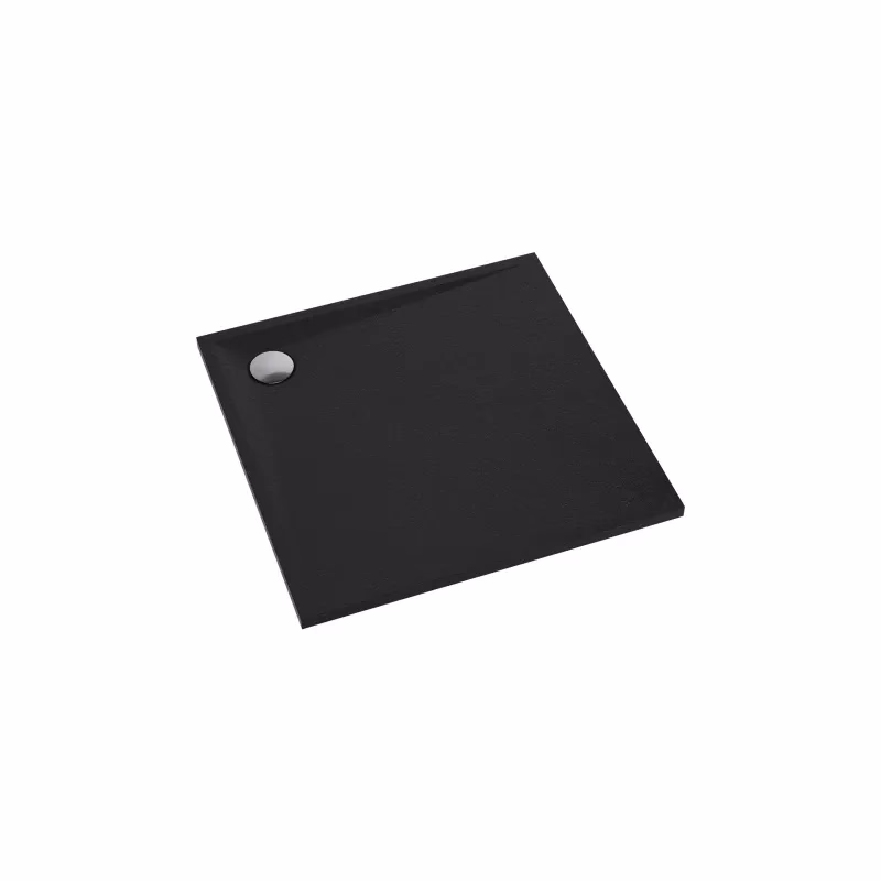 OMNIRES - STONE štvorcová sprchová vanička s kamennou štruktúrou, 90 x 90 cm čierna mat /BLM/ STONE90/KBL