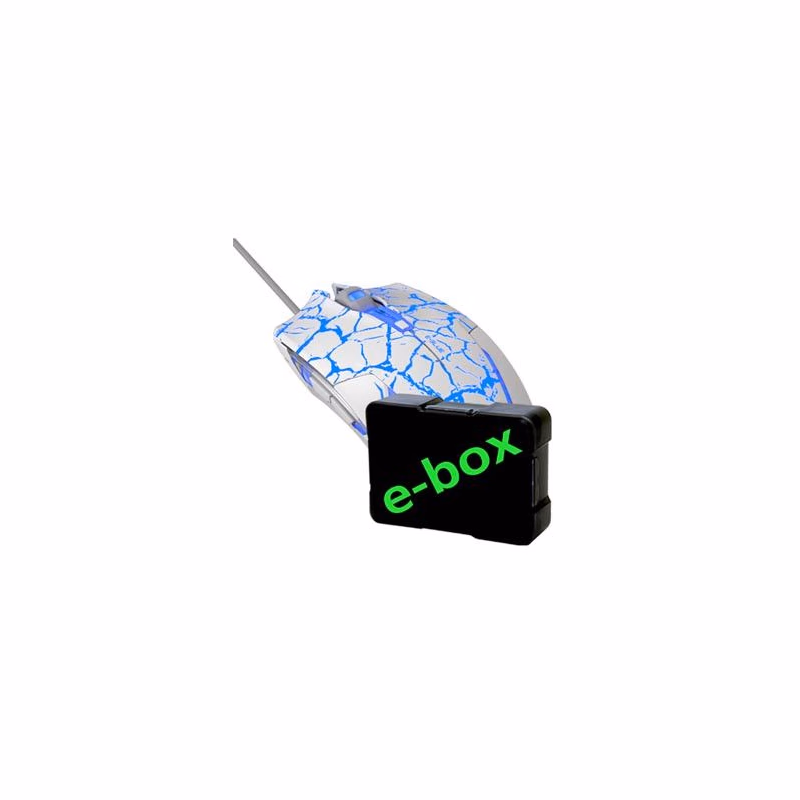 E-blue Cobra Myš káblové, bielo-modrá, 2500DPI, e-box