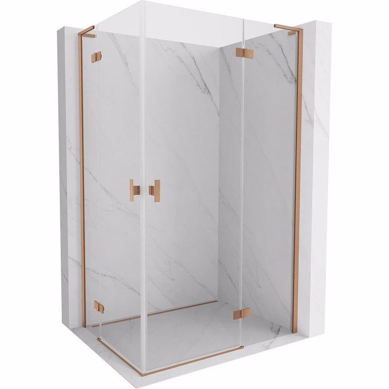 MEXEN/S - Mist-H L Duo sprchovací kút dvere krídlové 80 x 115, transparent, meď kartáčovaná 8A5L-080L-115P-65-00