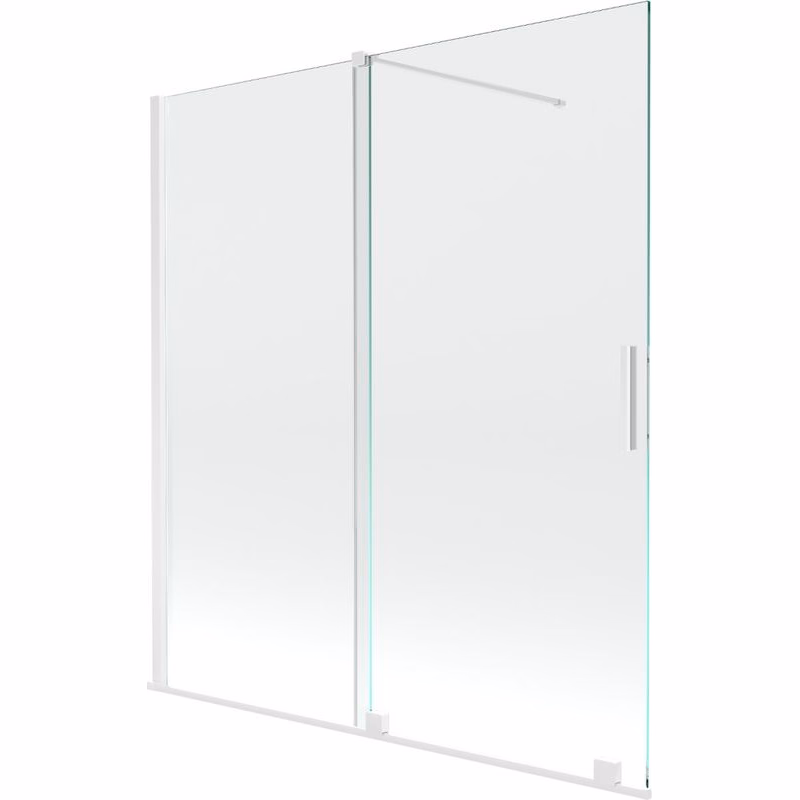 MEXEN/S - Velar Dvojkrídlová posuvná vaňová zástena 150 x 150, transparent, biela 896-150-000-01-20