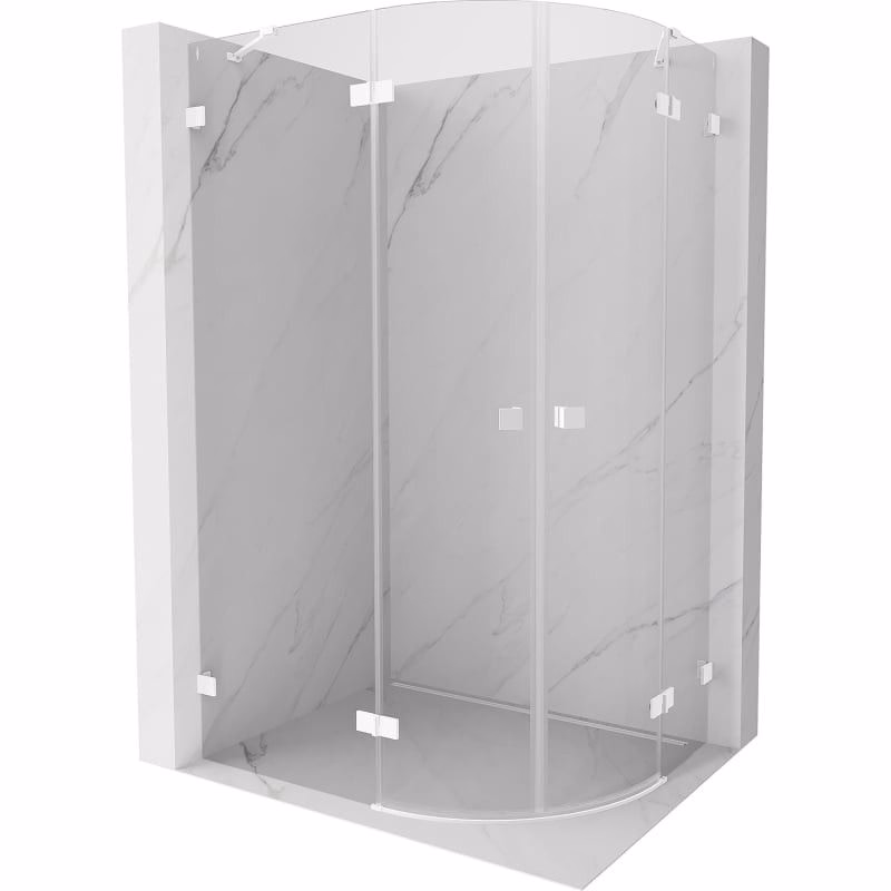 MEXEN/S - Lunar sprchový kút štvrťkruh krídlový ľavá 100 x 80, transparent, biela 833-100L-080P-20-00