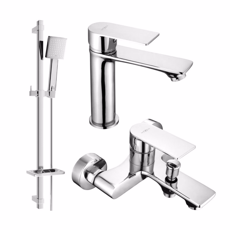 MEXEN/S - Royo DQ45 Set umývadlové a vaňové batérie s príslušenstvom, chróm 72203DQ45-00