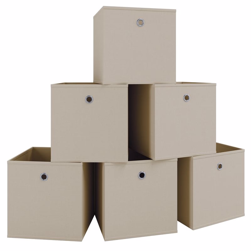 Skladací úložný box Boxas, 6 ks, prírodná biela