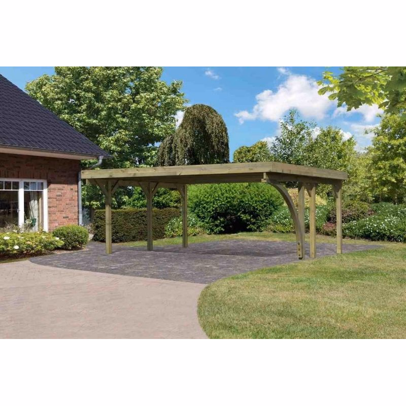 Drevený prístrešok / carport CLASSIC 1B s plechmi Lanitplast
