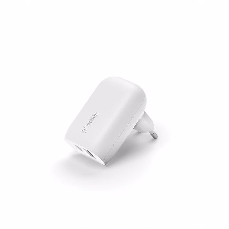 Belkin BOOST CHARGE™ Duálna 37W Power Delivery PPS nástenná nabíjačka (USB-C 25W + USB-A 12W), biela