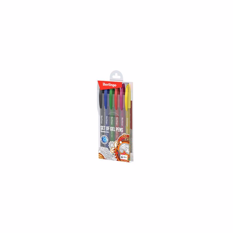 Berlingo, sada rollerov gelových, color, 6ks, 0.5mm, Triangle gél