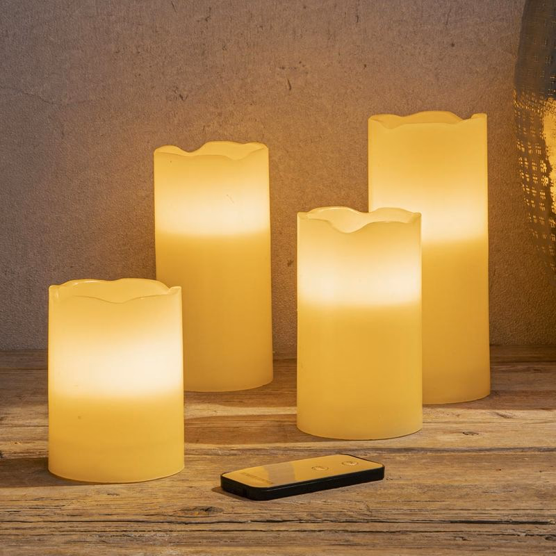 LED Voskové sviečky s diaľkovým ovládačom, sada 4 ks
