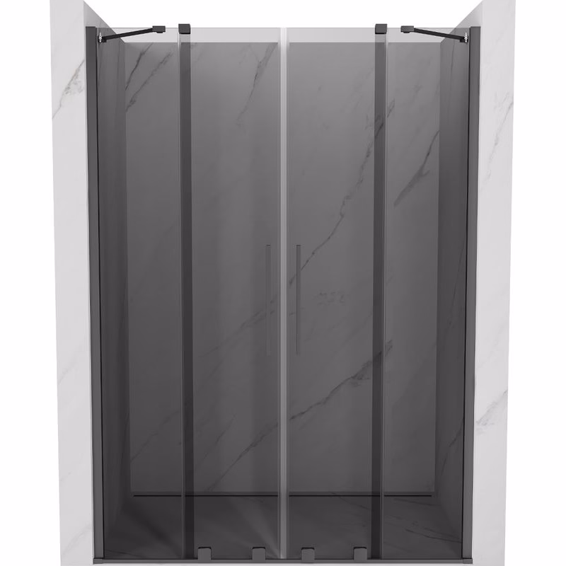 MEXEN/S - Velar Duo posuvné sprchové dvere 140, grafit, grafit metal 871-140-000-42-95