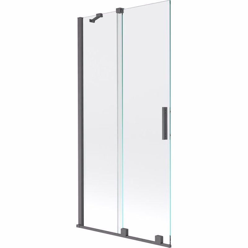 MEXEN/S - Velar Dvojkrídlová posuvná vaňová zástena 90 x 150, transparent, šedá kartáčovaná 896-090-000-01-66