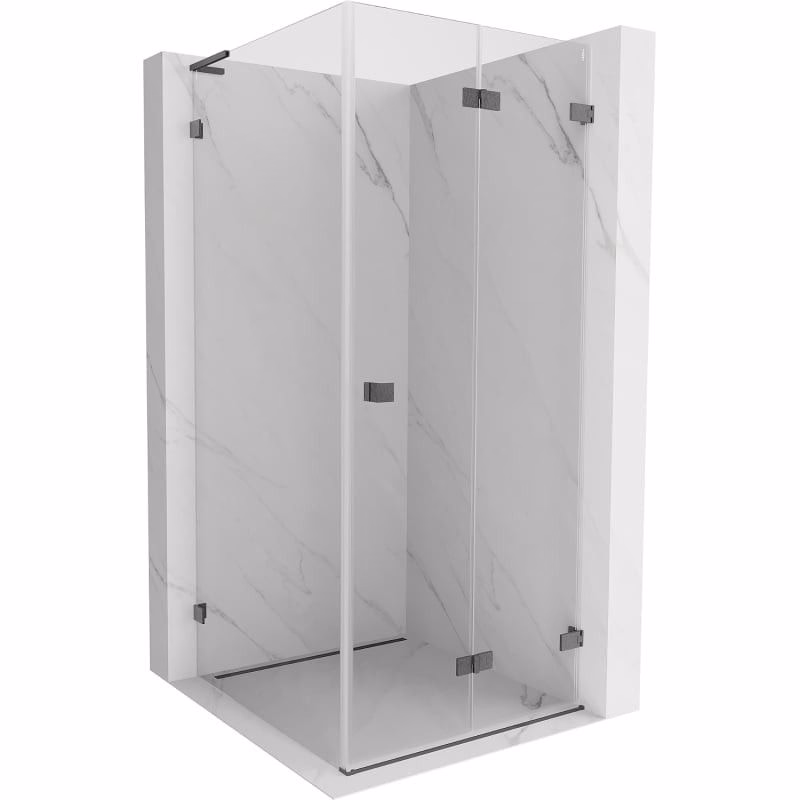 MEXEN/S - Lunar-F L sprchový kút skladacie dvere pravá 80 x 80, transparent, grafit kartáčovaná 836L-080-080-66-00-P