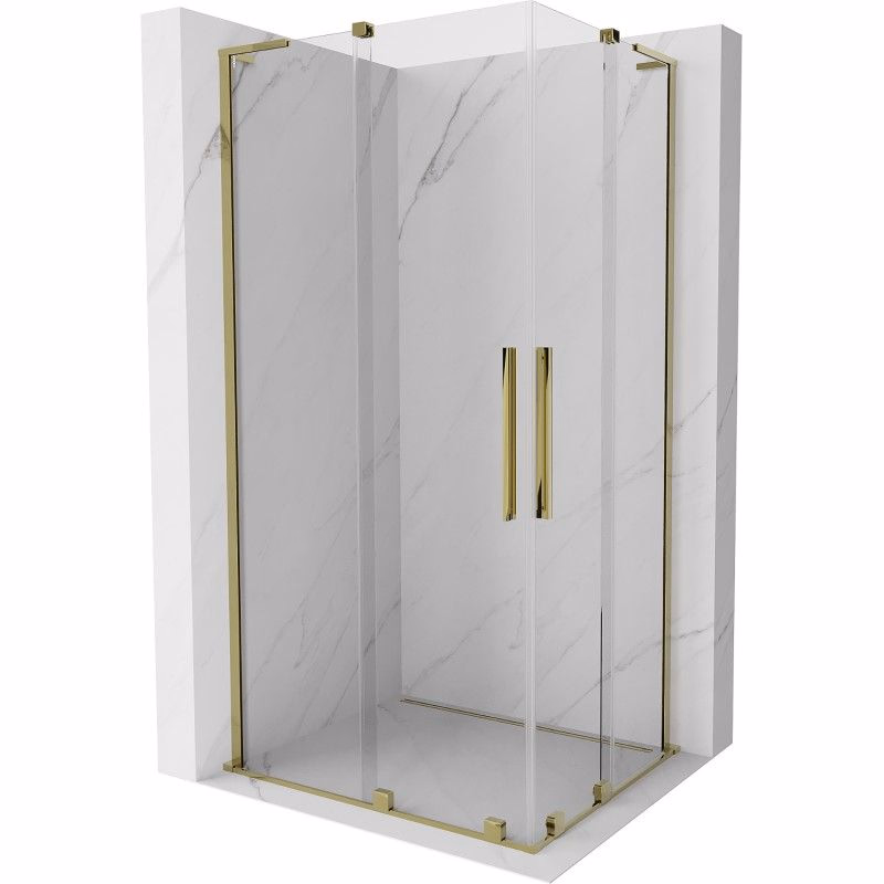 MEXEN/S - Velar L Duo sprchovací kút, posuvné dvere 100 x 90, transparent, zlato 871-100-090-02-03-50