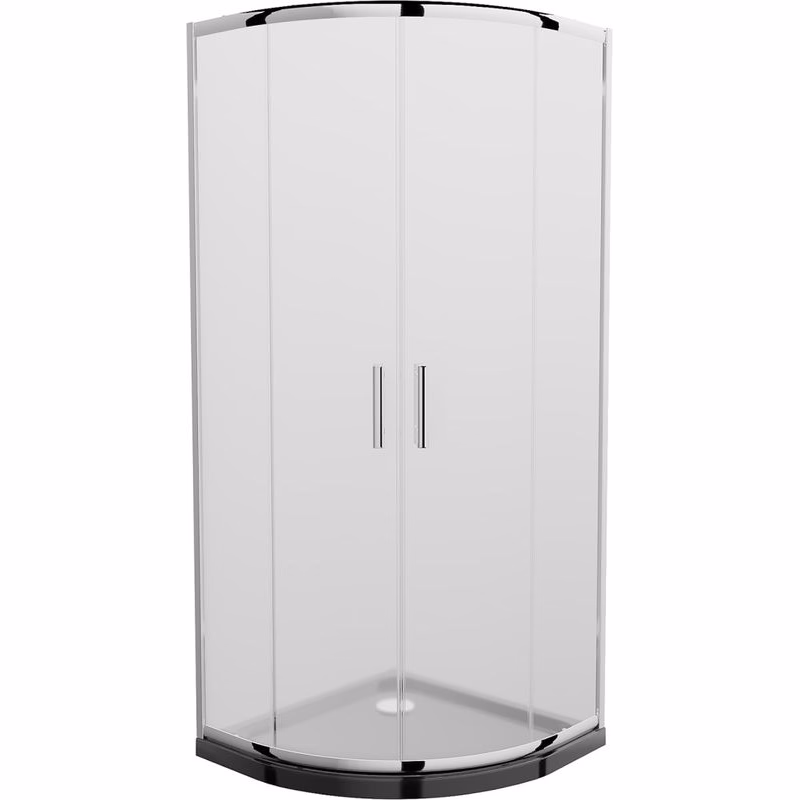 MEXEN/S - Rio štvrťkruhový sprchovací kút 80 x 80, mráz, chróm + vanička so sifónom Flat, čierny 863-080-080-01-30-4170