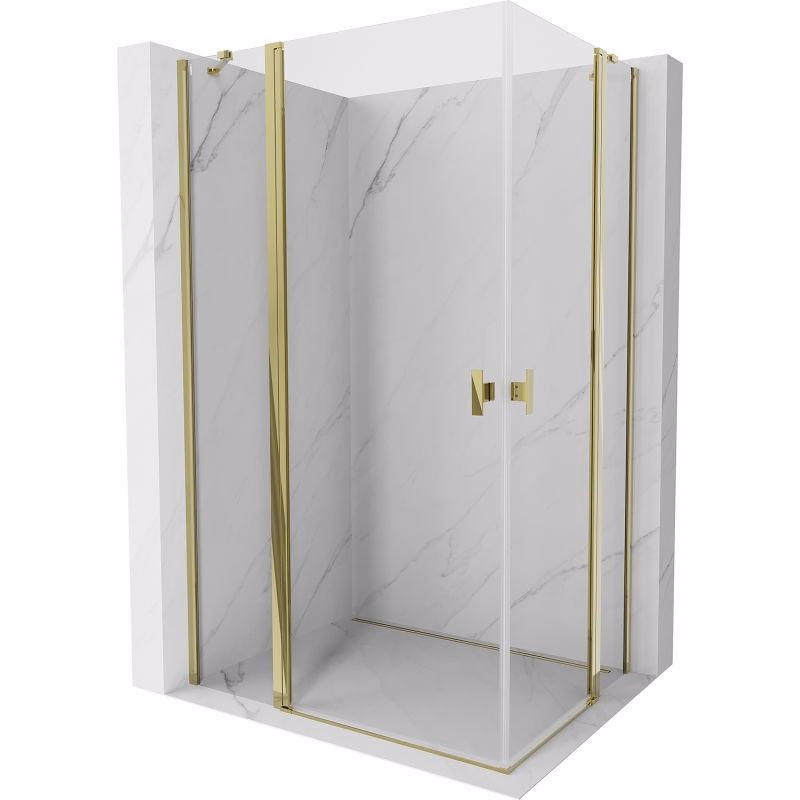 MEXEN/S - Mist Duo sprchovací kút dvere krídlové 90 x 70, transparent, zlato 8A4-090-070-50-00