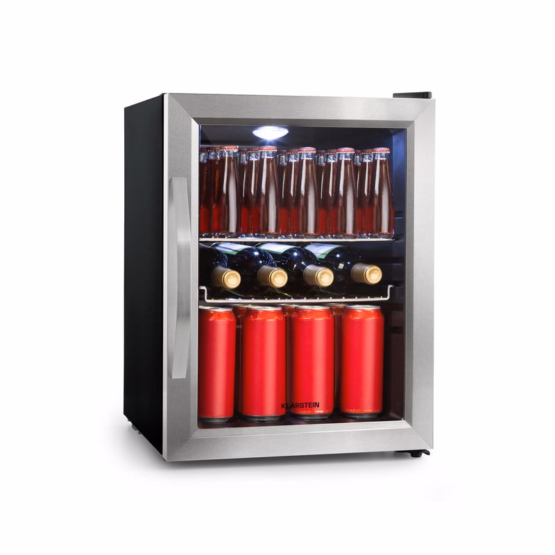 Klarstein Beersafe M, chladnička, energet. trieda C, LED, 2 kovové police, sklenené dvierka, čierna