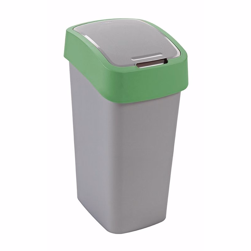 CURVER Odpadkový kôš FLIP BIN 45l | strieborná / zelená