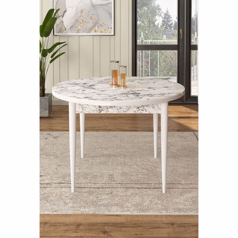 Jedálenský stôl Rox - White Marble, White