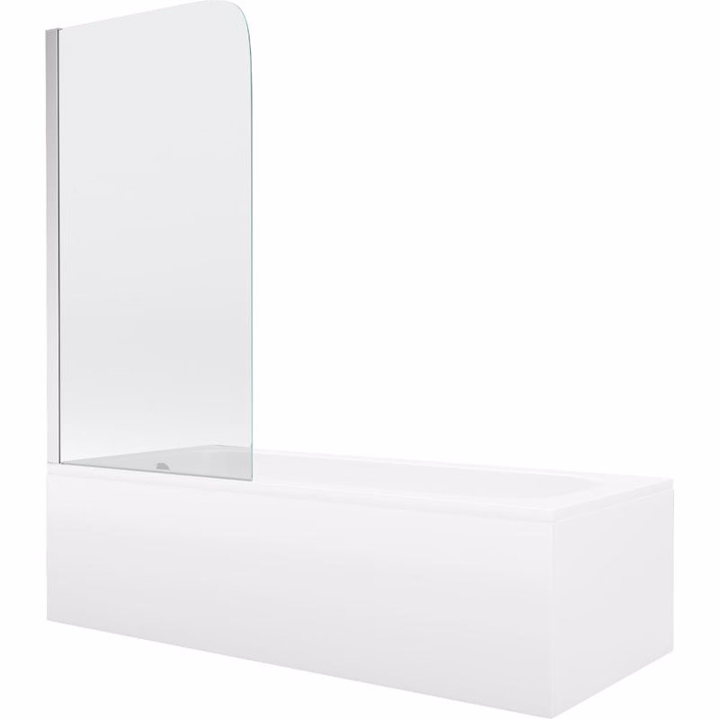 MEXEN/S - Vega obdĺžniková vaňa 160 x 70 cm s panelom + vaňová zástena 80, transparent, chróm 550116070X9008010100